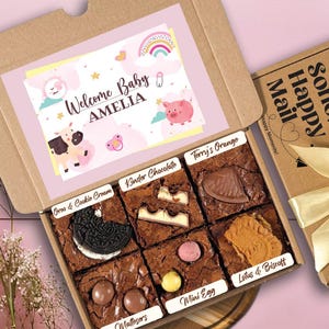 New Baby Gift Box Brownies, Dubai Chocolate Brownies, Pregnancy Gift Box, Congratulations Baby Brownies, Baby Shower Gift Box Box of 6 Mixed