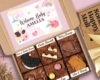New Baby Gift Box Brownies, Dubai Chocolate Brownies, Pregnancy Gift Box, Congratulations Baby Brownies, Baby Shower Gift Box