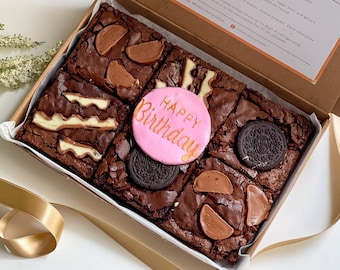 Luxury Birthday Brownies, Birthday Gift Box , Happy Easter Gifts , Chocolate Hamper, Postal Brownies Box, Birthday Cake, Letterbox Brownies