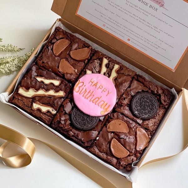 Luxury Birthday Brownies, Birthday Gift Box , Happy Easter Gifts , Chocolate Hamper, Postal Brownies Box, Birthday Cake, Letterbox Brownies