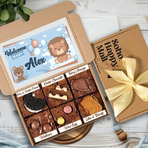 New Baby Gift Box Brownies, Dubai Chocolate Brownies, Pregnancy Gift Box, Congratulations Baby Brownies, Baby Shower Gift Box image 3