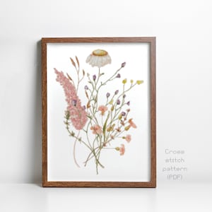 Wildflower Bouquet V. ll Cross Stitch Pattern, Cottage, English Garden, Modern Watercolor Painting, Instant PDF Download, Cross Stitch Chart