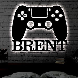 Personalized Gaming Room LED Metal Art Sign / Light up Gamer Controller Metal Sign / Multi Colors Custom Gamer Sign / Neon Gamer Wall Art