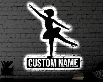 Personalized LED Ballerina Metal Sign | Light up Dancer Wall Art | Ballerina Wall Art | Kids Room Wall Art | Dancer LED Art Sign / Neon Glow