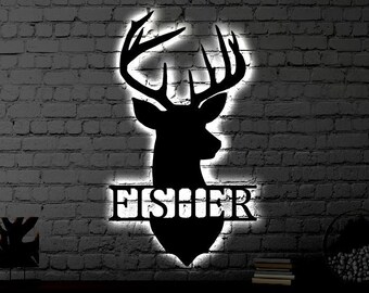 Personalized LED Family Name Metal Sign | Light up Wall Art Housewarming Gift | Door Hanger | Wedding Gift | Neon Metal LED Monogram Sign