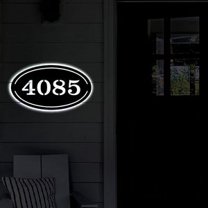 LED Address Metal Art Sign / Light up address plaque Sign / Multi Color Metal House Numbers / Metal House Number Address Sign