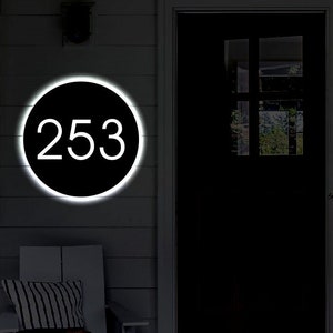 LED Address Metal Art Sign / Light up address plaque Sign / Multi Color Metal House Numbers / Metal House Number Address Sign