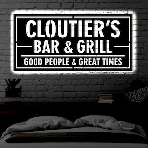 Personalized LED Backyard Bar and Grill Metal Sign / light up Wall Decor / Metal Wall Decor / BBQ Decor / Personalized / Neon Metal Wall Art