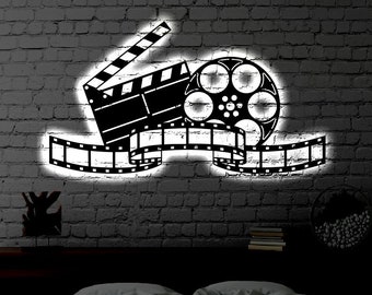 LED Home Cinema Metal Sign | Light up Home Theater Wall Art | Theatre Wall Art | Fathers Day Gift / Neon Cinema Glowing Sign