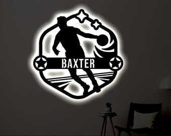 Personalized Handball LED Metal Art Sign / Light up Handball Name Metal Sign / Multi Color Handball Art / Neon Metal Wall Art