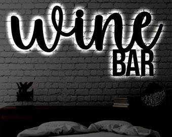 Wine Bar LED Metal Art Sign / Light up Wine Bar Metal Sign / Multi Colors Wine Bar Sign / Neon Metal Wine Bar Wall Art / LED Wall Art Gift
