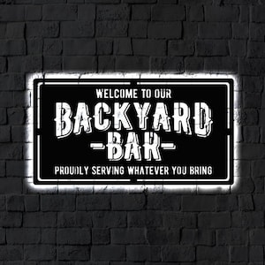 LED Backyard Metal Sign / light up Wall Decor / Metal Wall Decor / BBQ Decor / Personalized / Metal Wall Art / Neon Backyard Patio Sign