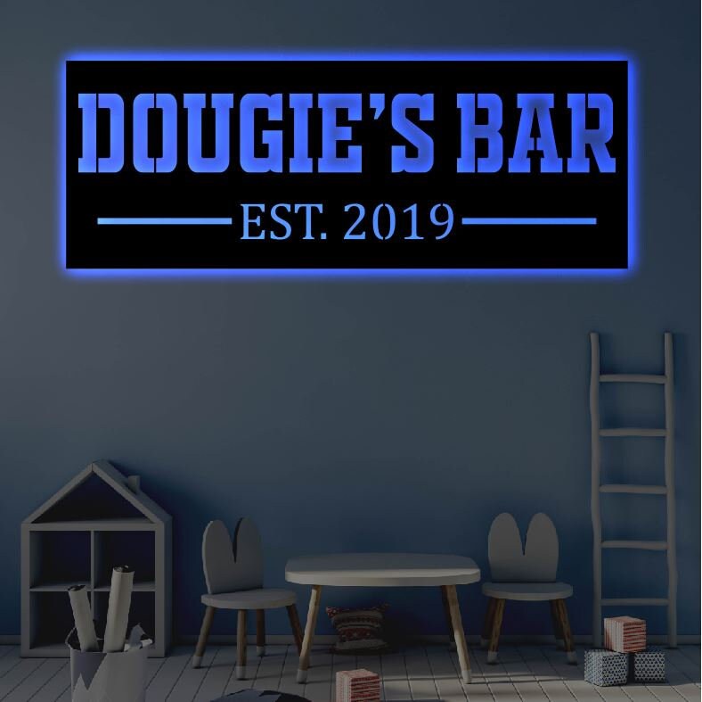 Personalized Bar LED Metal Art Sign / Light up Bar Metal Sign / Multi ...