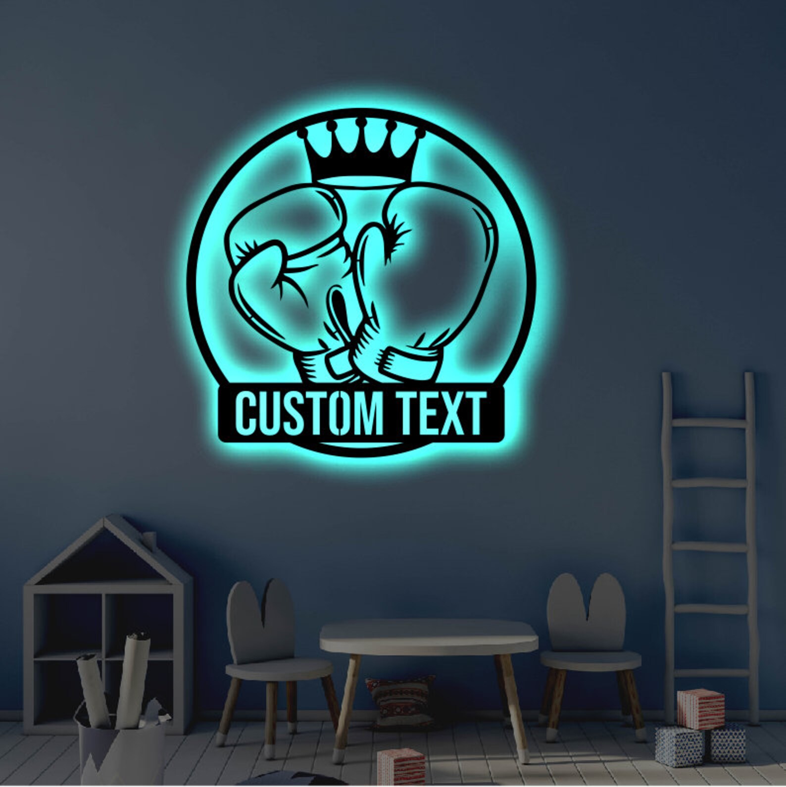 Personalized LED Boxer Metal Sign | Light up Home Boxing Wall Art ...
