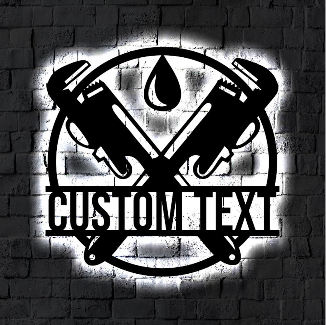 Personalized LED Plumber Metal Sign | Light up Custom Plumbing Wall Art ...