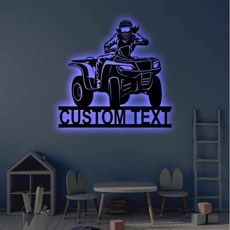 Mini Quad Sign Personalized ATV LED Metal Art Sign / Light up ATV Quad Name Metal Sign ...
