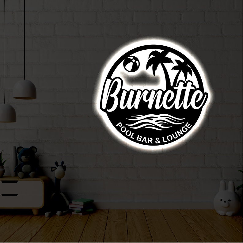 Personalized LED Backyard Pool Metal Sign / Outdoor Light up Pool Decor ...