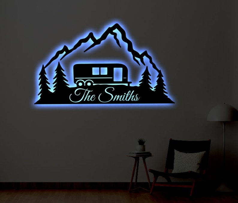 Personalized Camper LED Metal Art Sign / Light up Motor Home - Etsy