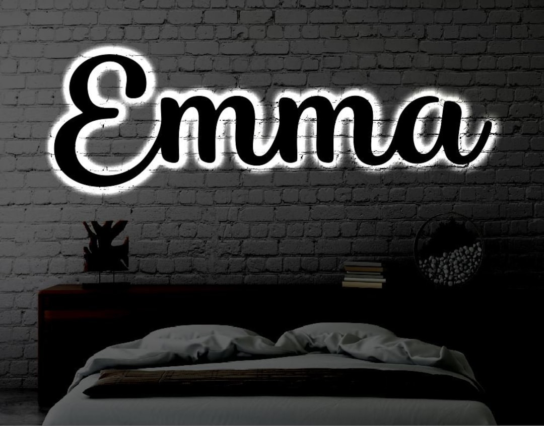 Personalized Name LED Metal Art Sign / Light up Nursery Name Metal Sign ...