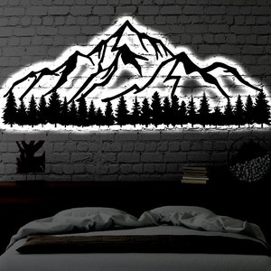 Mountain LED Metal Art Sign / Light up Mountain Metal Sign / Multi Colors Mountain Sign / Metal Mountain Home Decor / LED Wall Art Gift