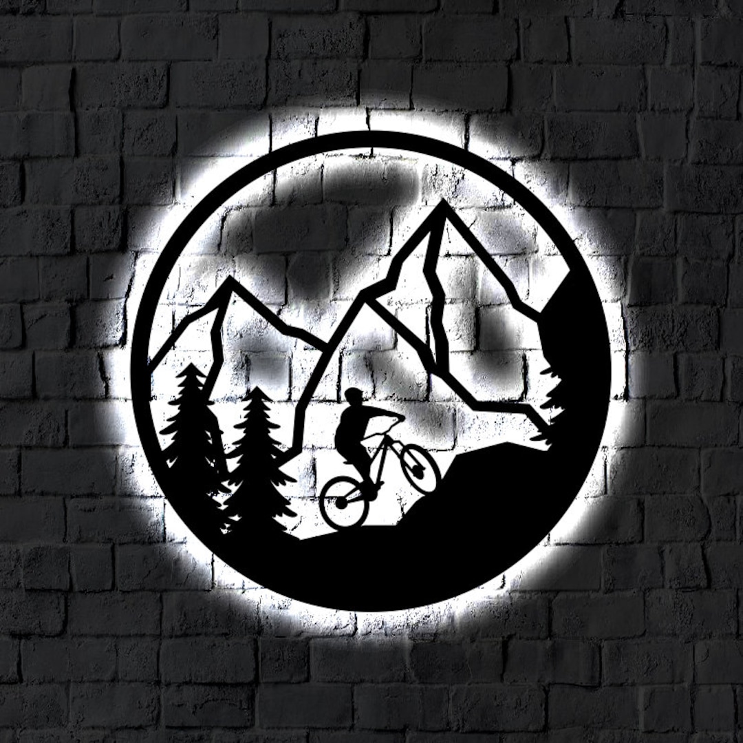 Mountain Nature Biking LED Metal Art Sign / Light up Bicycle Metal Sign ...
