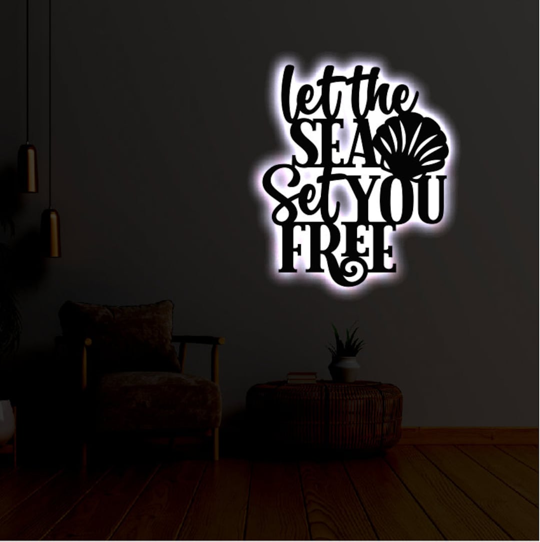 Sea Shell LED Metal Art Sign / Light up Sea Shell Metal Sign / Multi ...
