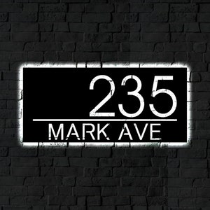 LED Address Metal Art Sign / Light up address plaque Sign / Multi Color Metal House Numbers / Metal House Number Address Sign