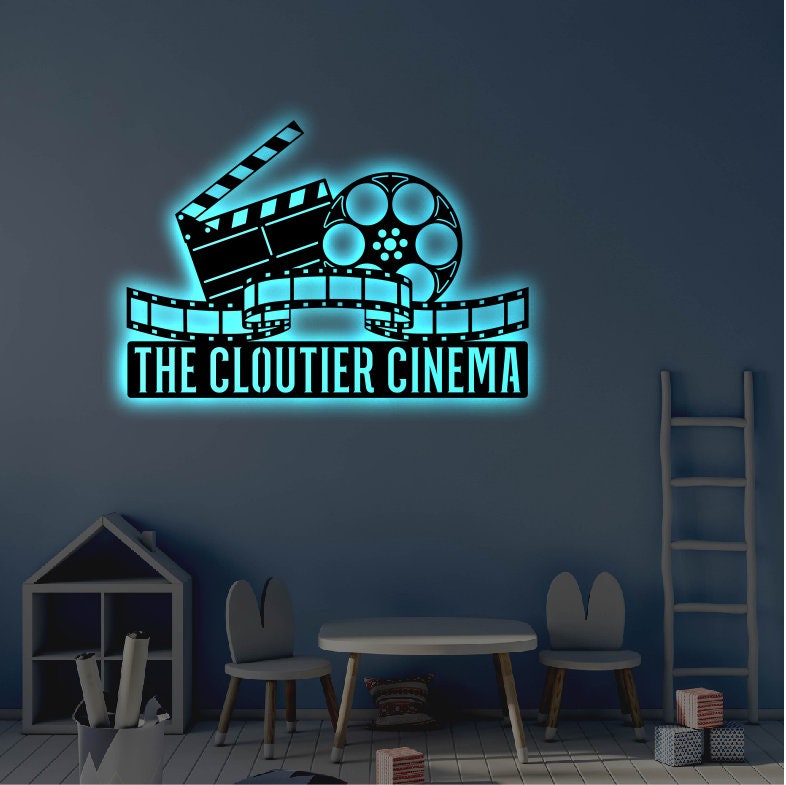 Personalized LED Home Cinema Metal Sign | Light up Home Theater Wall ...