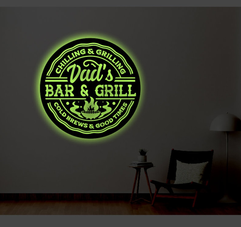 Personalized Bar and Grill LED Metal Art Sign / Light up Bar Metal Sign ...
