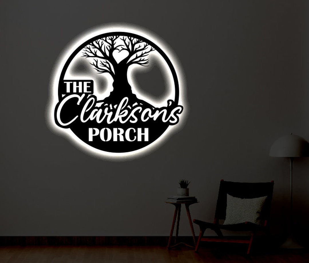 Personalized LED Backyard Porch Metal Sign / Outdoor Light up Porch ...