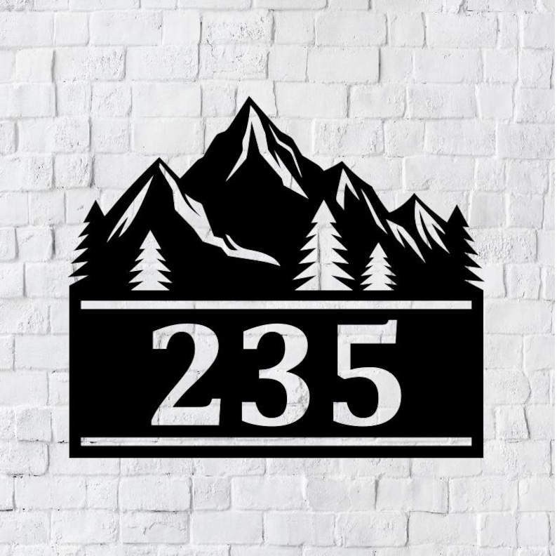 LED Address Metal Art Sign / Light up Address Plaque Sign / Mountain ...