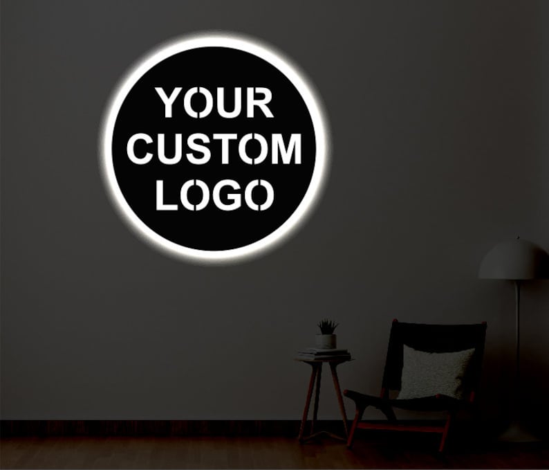 Custom led logo sign light up custom logo metal sign etsy