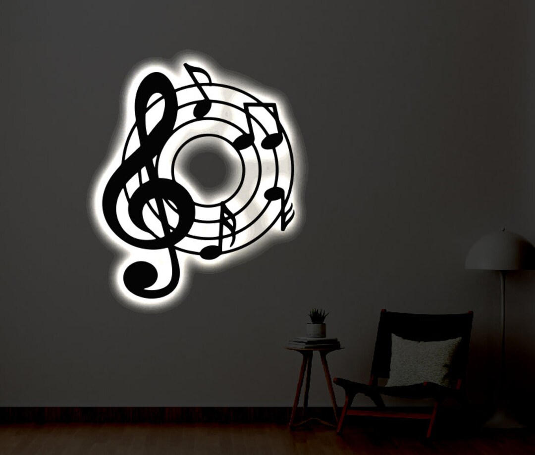 Music LED Metal Art Sign / Light up Music Note Metal Sign / Multi ...