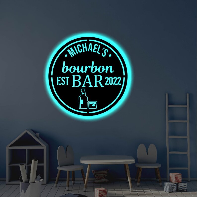 Personalized Bar LED Metal Art Sign / Light up Bar Metal Sign - Etsy