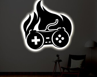 Personalized Gaming Room LED Metal Art Sign / Light up Gamer Controller Metal Sign / Multi Colors Custom Neon Sign / Metal Bar Wall Art