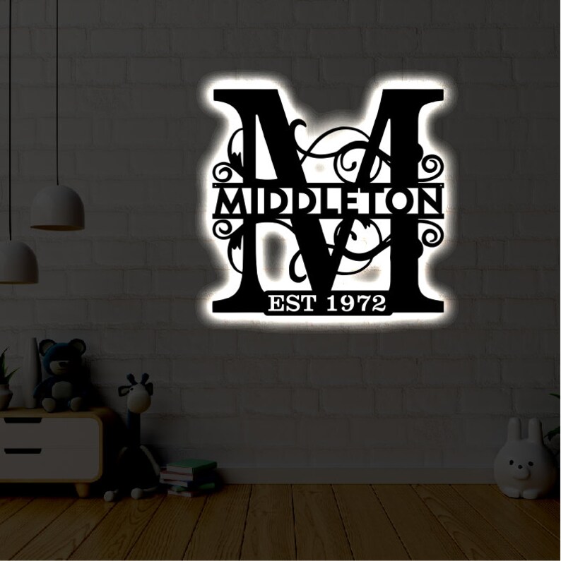 Personalized LED Family Name Metal Sign Light up Wall Art - Etsy