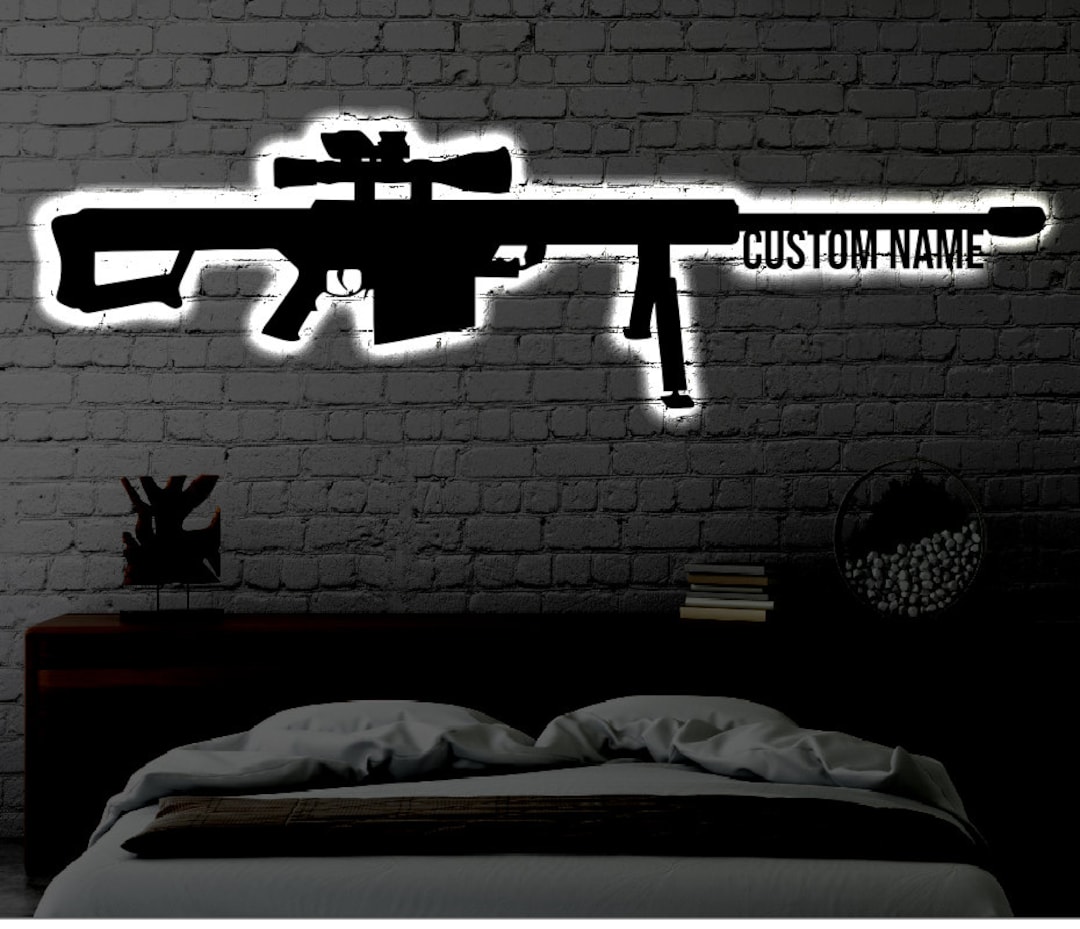 Custom Sniper Rifle Metal LED Gun Sign / Personalized Light up Sniper ...