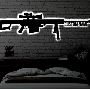Custom Sniper Rifle Metal LED Gun Sign / Personalized Light up Sniper ...