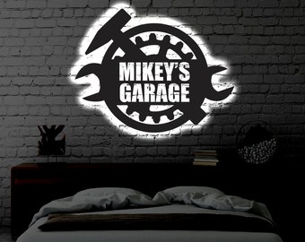 Personalized LED Garage Metal Sign | Light up Home Garage Wall Art | Garage Wall Art | Fathers Day Gift | Garage LED Art Sign