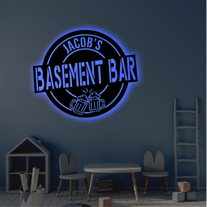 Personalized Bar LED Metal Art Sign / Light up Bar Metal Sign / Multi ...
