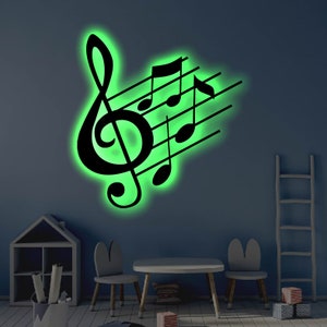 Music LED Metal Art Sign / Light up Music Note Metal Sign / Multi ...