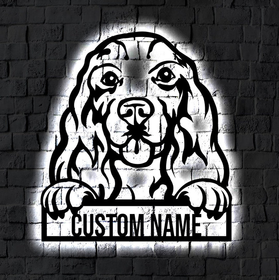 Custom LED Metal Cocker Spaniel Dog Sign / Personalized Light up Cocker ...