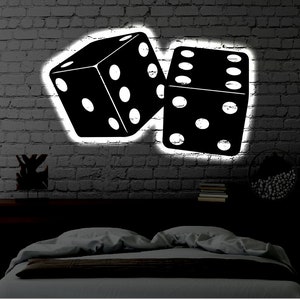 Dice LED Metal Art Sign / Light up Casino Dice Metal Sign / Multi Colors Casino Sign / Metal Dice Home Decor / Led Wall Art Gift