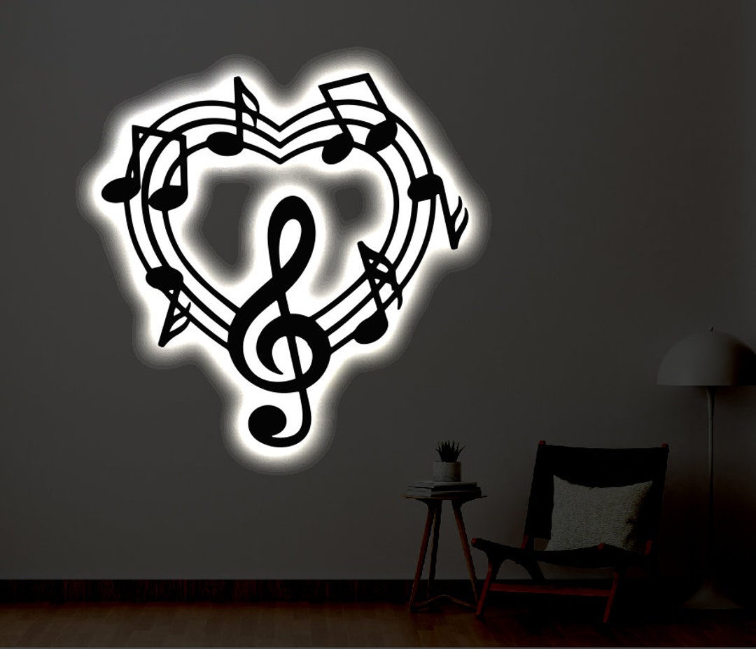 Music LED Metal Art Sign / Light up Music Note Metal Sign / Multi ...