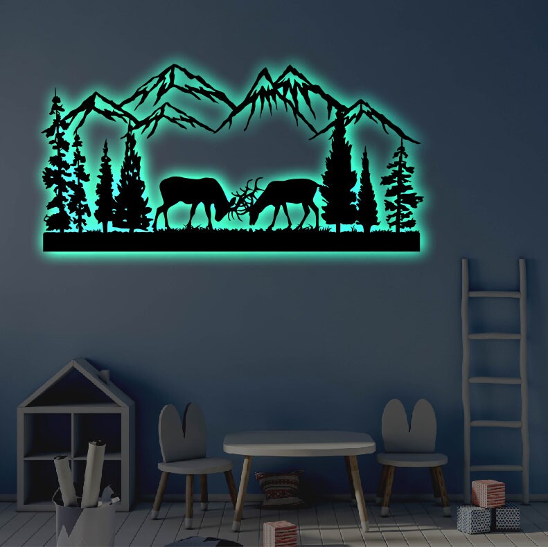 Mountain LED Metal Art Sign / Light up Mountain Metal Sign / Etsy