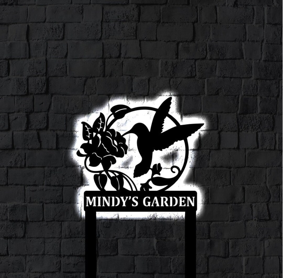 LED Metal Stake Garden Sign | Light up Solar Stake Garden Sign | Decor ...