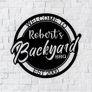 Personalized LED Backyard BBQ Metal Sign / Outdoor light up Wall Decor / Metal Wall Decor / BBQ Decor / Personalized / Metal Wall Art bild 3