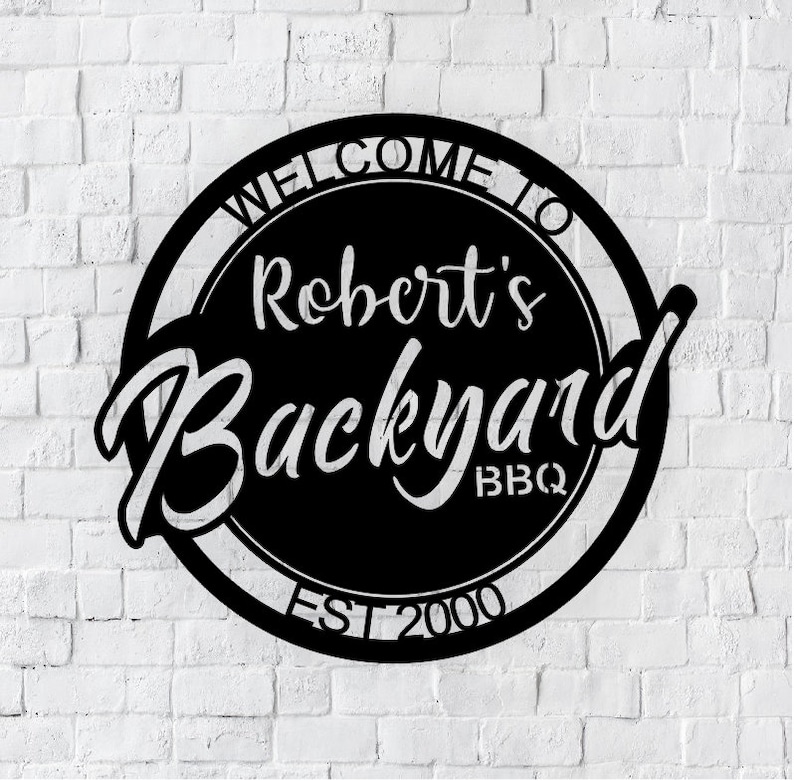 Personalized LED Backyard BBQ Metal Sign / Outdoor light up Wall Decor / Metal Wall Decor / BBQ Decor / Personalized / Metal Wall Art bild 3