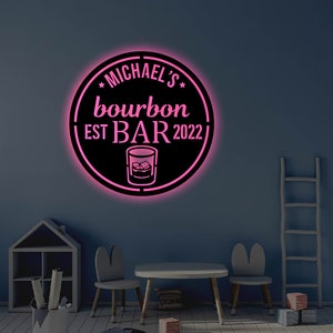 Personalized Bar LED Metal Art Sign / Light up Bar Metal Sign / Multi ...