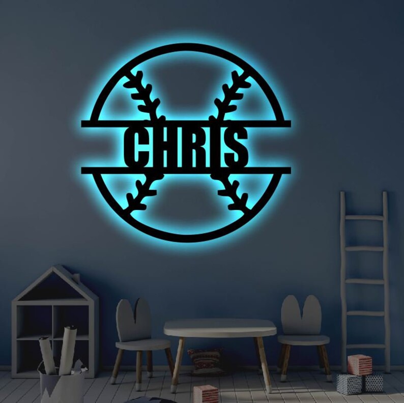 Personalized Baseball LED Metal Art Sign / Light up Baseball - Etsy Canada